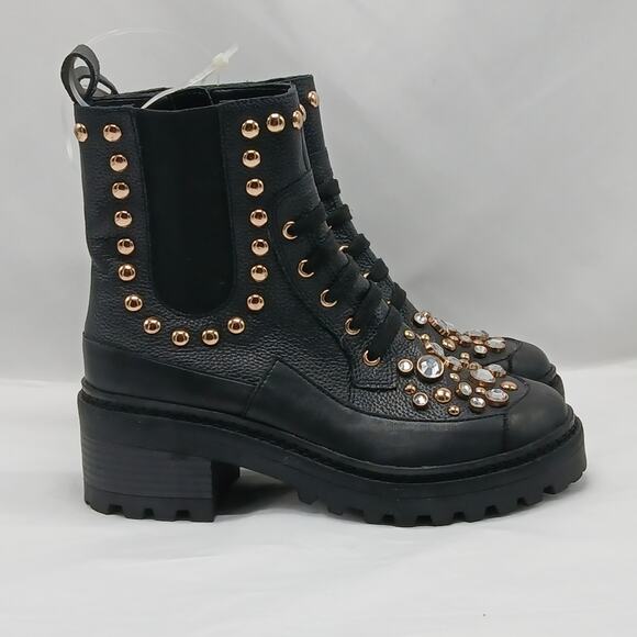 Karl Lagerfeld Shoes - Karl Lagerfeld Breck Chelsea Boots Women Size 7M Black Leather Combat Biker Goth